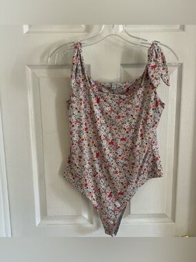 Gaze women’s bodysuit shirt Floral large one piece adjustable tie straps summer